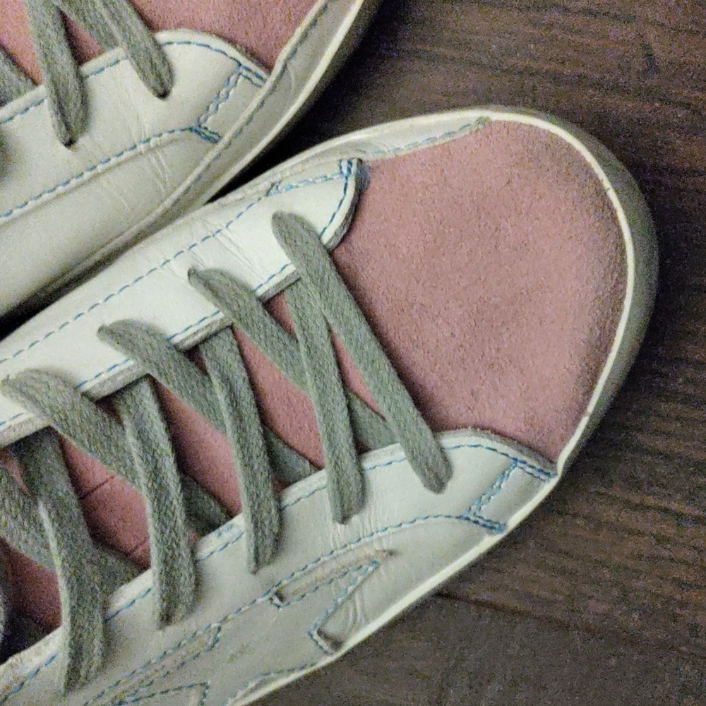 Golden Goose"Superstar" Distressed White Leather/Pink Suede Trainer Sneakers - Picture 2 of 16